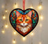 Ginger Cat Stained Glass Effect Heart Suncatcher